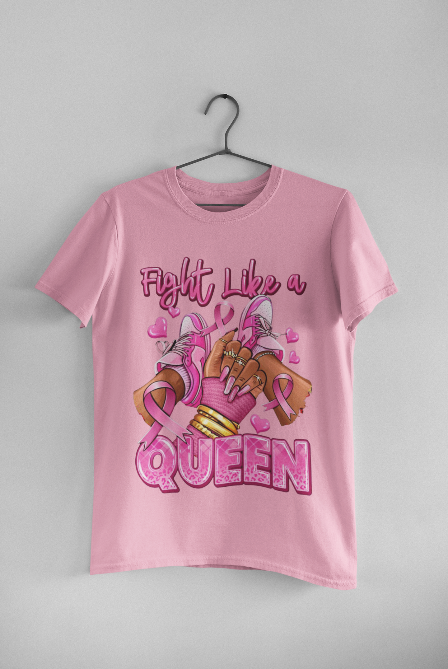 Gildan Unisex Soft Style, Pink, Breast cancer, Fight, Queen